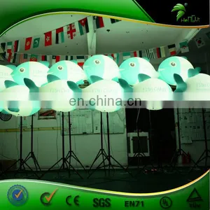 Customized Design Tripod Stand Inflatable Fish Model , Advertising Inflatable LED Lighting Standing Fish Balloon thumbnail-4