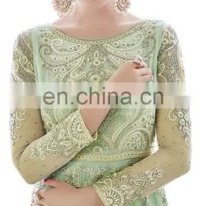 2017 Women's Party Wear Net Heavy Embrodiery Anarkali Suits Dress Material (Semi-Stitched Suits 2017) thumbnail-2