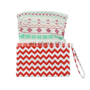 R0035 Red Chevron Canvas Stylish Coin Bag, Cellphone Bag thumbnail-2