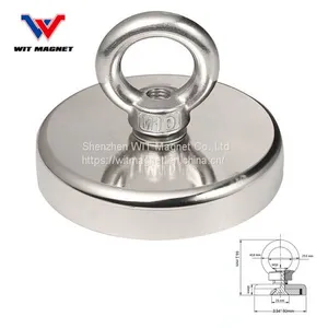 500LBS Pulling Force Magnetic N52 Super Big Round Neodymium Fishing Magnet With M10 Eyebolt Countersunk Hole Diameter 90MM thumbnail-1