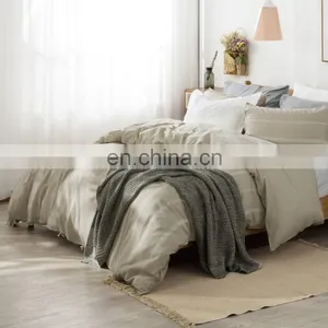 King Size Bedding Set Linen Cotton Washed Flaxen Fabric Duvet Cover Set thumbnail-1