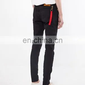 DiZNEW Custom High Waisted Men Black Straight Leg Stretch Bull Jeans thumbnail-5