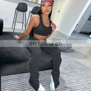 Hot Sales 2020 Summer Women Casual Two Piece Clothing Set Ladies Fitness Yoga Suit 2 Piece Set Women Clothing thumbnail-1