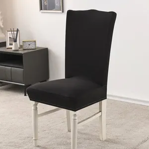 Black Brushed Stretch Dining Room Chair Covers Soft Removable Dining Chair Slipcovers thumbnail-1