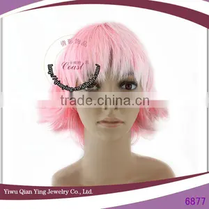 Cheap Short Pink Synthetic Beauty Cosplay Party Wigs thumbnail-1