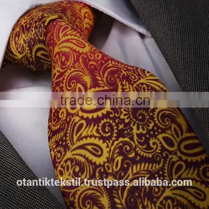 Claret Red Orange Pairsley,Silk Tie, Necktie, Neck Tie, Corbata, Gravate, Krawatte, Cravatta, Fashion Tie thumbnail-1