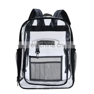 Waterproof Large Black Transparent Clear Backpack,Pvc Summer School Bag For Adult Kids Students/ thumbnail-3