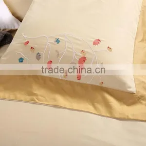 Classic Golden 100% Cotton Hotel Bedlinen Flower Embroidery Bed Sheet Set 500TC Wholesale Bedding Set thumbnail-5