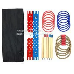 Wooden Ring Toss Game Set Fun Quoits Game thumbnail-2