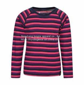 Kids Yarn Dyed Stripe Merino Thermal Underwear Merino Thermal Baselayer for Children thumbnail-1