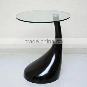 Unique Design Fiberglass Base Glass Side Table Teardrop Coffee Table thumbnail-1
