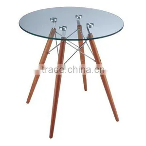 Glass or MDF Top With Wood Base Dining Table thumbnail-4