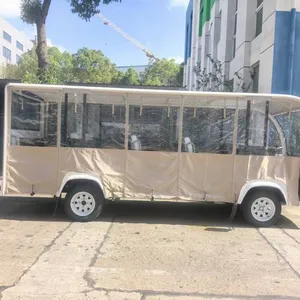 14-seater Semi-enclosed Electric Sightseeing Vehicle / Electric Scenic Area Sightseeing Vehicle With Rain Curtain and Sunshade Curtain thumbnail-3