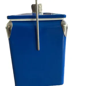 Derchy Retro Stainless Steel Metal Cooler Box 13L Insulated Ice Chest Portable Cooler for Camping Picnic Beach thumbnail-4