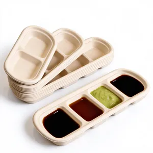 Mini Small Saucer for Dim Sum Appetizers, Biodegradable Pulp Molded Plate, Use at Parties & Catering Events thumbnail-4