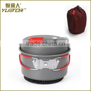 Compact Foldable Outdoor Camping Hiking Cookware Backpacking Cooking Picnic Pot Pan Bowl Set With Mesh Bag thumbnail-5
