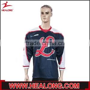 Polyester Cotton Fluorescent Nice Contrast Color Sublimation t Shirt Hockey thumbnail-1