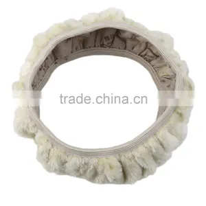 Charm Warm Long Wool Fur Plush Car Steering Wheel Cover Woolen Car Handbrake Accessory thumbnail-4