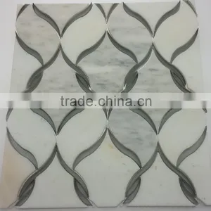 Accurate Water Jet Glass Cutting Milky White Color Tile Mix thumbnail-1