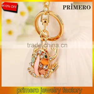 New Fashion Cat Eye Stone Frog Keychain Crystal Purse Bag Key Chain Ring Key Gift thumbnail-1