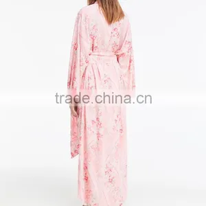 Wholesale Sexy Long Elengant Women 100% Viscose Digital Printing Woven Rayon Sleep Kimono Robes thumbnail-2