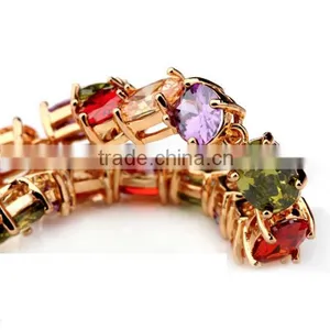 18K Rose Gold Plated AAA Multicolour Cubic Zircon Charm Bracelet Vintage Charm Bracelet thumbnail-4
