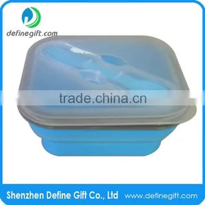 For Camping School Work Reusable Silicone One Compartment Small Collapsible Lunch Box Quality Choice thumbnail-1
