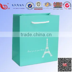 Customized Blue Paper Shopping Bag With Gold Logo Print thumbnail-1