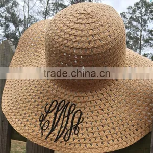 Personalized Custom Monogram Initial Folding Straw Beach Floppy Hats thumbnail-2