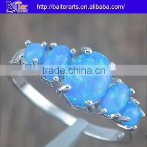 NEW Halo Set Zirconia White Fire Opal Gemstone Ring 925 Silver Silver Opal Ring With Opal Stone thumbnail-5