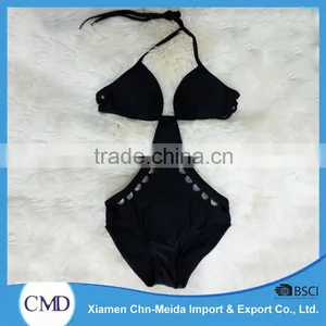 Vintage Black Cut Out Halter Women One-piece thumbnail-1