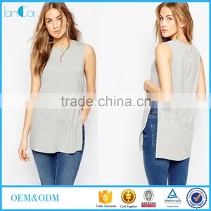 Wholesale Women Apparel Longline Top With Side Split Sleeveless Blouse Patterns thumbnail-1