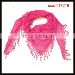 Fashion Triangle Lace Red Scarf With Dot Scarf thumbnail-1