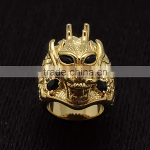 Crystal Stainless Steel Gold Plated Eternity Rings Huge Dragon Head Design Finger Ring Most Popular thumbnail-4