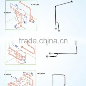 Skidproof Knurled+polished Stainless Steel Bathroom/toilet Grab Bar thumbnail-5