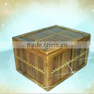 Bamboo Chip Household Storage Bin With Lid thumbnail-1