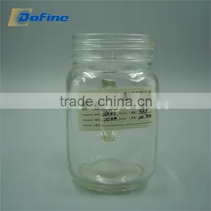 380ml Clear Glass Wide Mouth Square Cups/ Beer Cups/ Coffee Cups With Glass Handles & Plastic Caps thumbnail-1