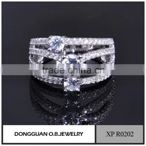 Brass Material Jewelry Ring Clear Zircon Stone Finger Ring Holder thumbnail-2