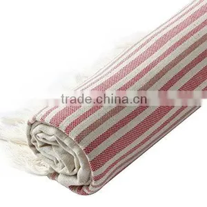 Linen Cotton Pestemal Turkish Towels 37 x 70 Inch Red Striped thumbnail-2