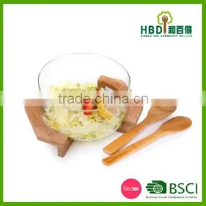 High Quality Bamboo Salad Bowl With Spoons,natural Living Bamboo Salad Bowls Wholesale thumbnail-1