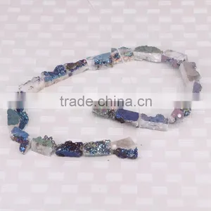 Full Strand Titanium AB Druzy Agate Beads, Drusy Agate Quartz Connector Beads For Jewelry Making thumbnail-2