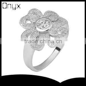 925 Sterling Silver Four Clovers Lucky Leaves Ring With Zircon thumbnail-1