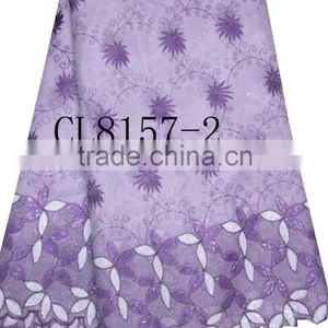 African Organza Lace With Sequins Embroidery CL8157-2purple thumbnail-1