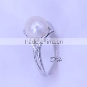 Cheap Rhinestone Freshwater Flat Pearl Ring Wholesale Price thumbnail-4