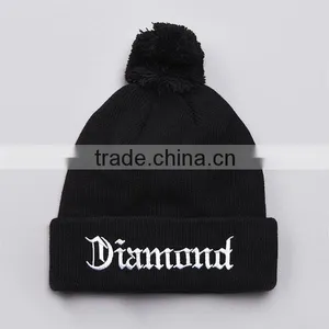 100% Acrylic Custom Pom Pom Knitted Beanie thumbnail-1