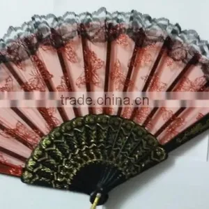 Gift Lady Hand Fan Party Used Silk Fan Lace Border thumbnail-2