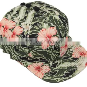 Wholesale Two Tone 100% Acylic Flat Brim Bulk Snapback Caps Floral Printing thumbnail-1