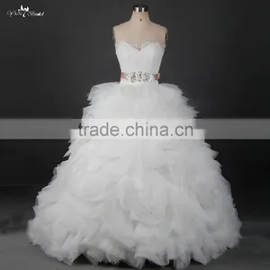 RSW913 Tulle Ruffle Skirt Vintage Lace Express Wedding Dress Bridal Ball Gown thumbnail-1
