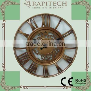 15 Inch Wall Decorative Plastic Copper Effect Clock thumbnail-1