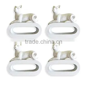 Personalized Handmade Color Painted Decorative Poly Resin White Cat Napkin Rings thumbnail-1